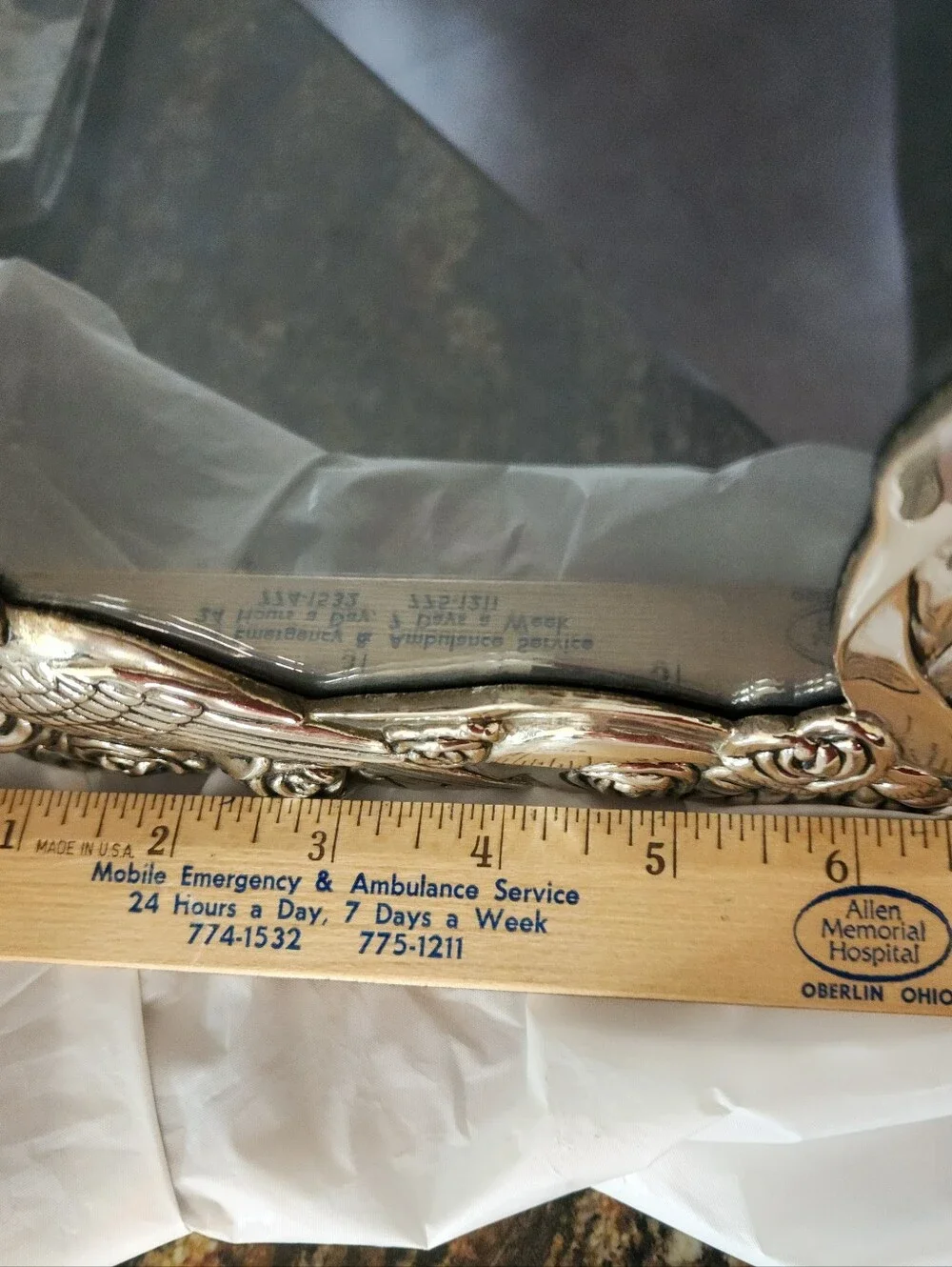 Vtg Internatl Silver Co. - Metal Bird/Rose Picture Frame - insert: 4 1/2 x 6 1/2